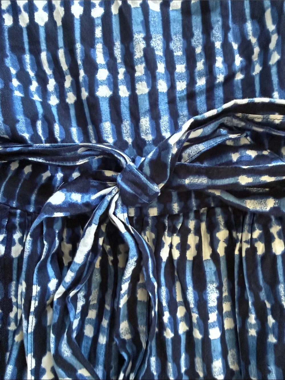 J. Crew Blue & White Tie-Waist Maxi Dress